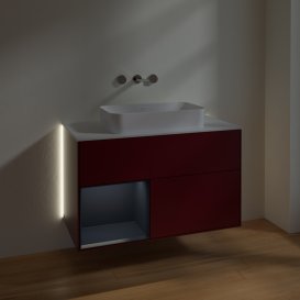 Тумба під раковину Villeroy & Boch Finion 100х50,1 см з підсвічуванням МДФ півонія матовий лак/скло біле матове G651HGHB