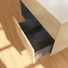 Тумба під раковину Villeroy & Boch Finion 100х50,1 см із підсвічуванням МДФ шпон дуба/скло біле матове G651HGPC