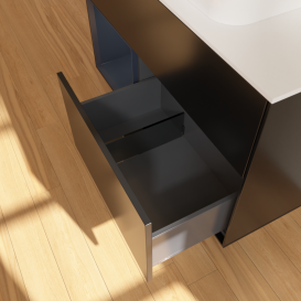 Тумба под раковину Villeroy & Boch Finion 100х50,1 см с подсветкой МДФ черный матовый лак/стекло белое матовое G651HGPD