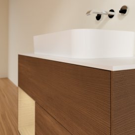 Тумба під раковину Villeroy & Boch Finion 100х50,1 см із підсвічуванням МДФ шпон волоського горіха/скло біле матове G651PCGN