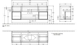 Тумба под раковину Villeroy & Boch Finion 160х50,1 см с подсветкой МДФ глянцевый белый лак/стекло белое матовое G331GFGF