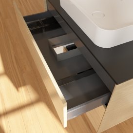 Тумба под раковину Villeroy & Boch Finion 100х50,1 см с подсветкой МДФ шпон дуба/стекло черное матовое G652GFPC