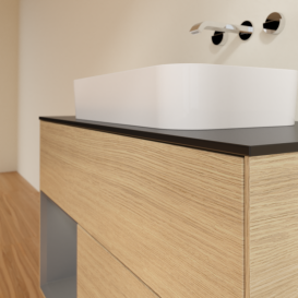 Тумба под раковину Villeroy & Boch Finion 100х50,1 см с подсветкой МДФ шпон дуба/стекло черное матовое G652GKPC