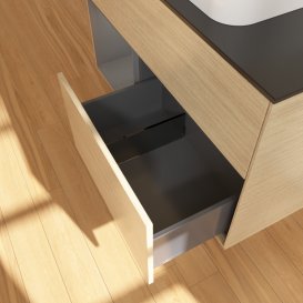 Тумба под раковину Villeroy & Boch Finion 100х50,1 см с подсветкой МДФ шпон дуба/стекло черное матовое G652GKPC