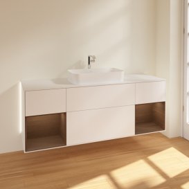 Тумба під раковину Villeroy & Boch Finion 160х50,1 см із підсвічуванням МДФ білий матовий лак/скло біле матове G331GNMT