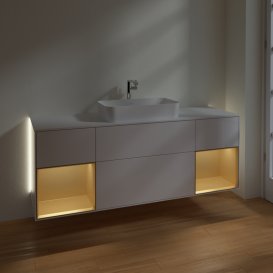 Тумба під раковину Villeroy & Boch Finion 160х50,1 см з підсвіткою МДФ білий глянцевий лак/скло біле матове G331HFGF