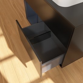 Тумба під раковину Villeroy & Boch Finion 100х50,1 см із підсвічуванням МДФ чорний матовий лак/скло чорне матове G652HGPD