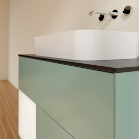 Тумба під раковину Villeroy & Boch Finion 100х50,1 см із підсвічуванням МДФ оливковий матовий лак/скло чорне матове G652MTGM