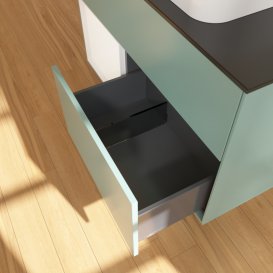 Тумба під раковину Villeroy & Boch Finion 100х50,1 см із підсвічуванням МДФ оливковий матовий лак/скло чорне матове G652MTGM