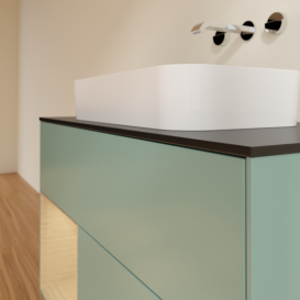 Тумба під раковину Villeroy & Boch Finion 100х50,1 см із підсвічуванням МДФ оливковий матовий лак/скло чорне матове G652PCGM