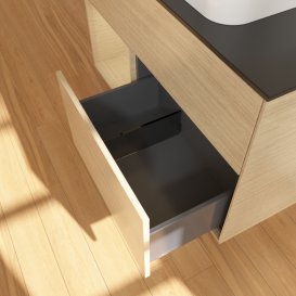 Тумба під раковину Villeroy & Boch Finion 100х50,1 см із підсвічуванням МДФ шпон дуба/скло чорне матове G652PCPC