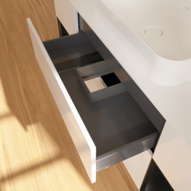 Тумба под раковину Villeroy & Boch Finion 160х50,1 см с подсветкой МДФ глянцевый белый лак/стекло белое матовое G331PDGF