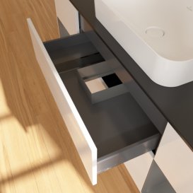 Тумба под раковину Villeroy & Boch Finion 160х50,1 см с подсветкой МДФ глянцевый белый лак/стекло черное матовое G332GKGF