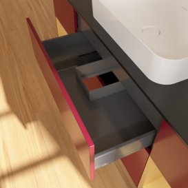 Тумба під раковину Villeroy & Boch Finion 160х50,1 см з підсвічуванням МДФ півонія матовий лак/скло чорне матове G332HFHB