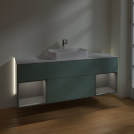 Тумба под раковину Villeroy & Boch Finion 160х50,1 см с подсветкой МДФ оливковый матовый лак/стекло белое матовое G331GKGM