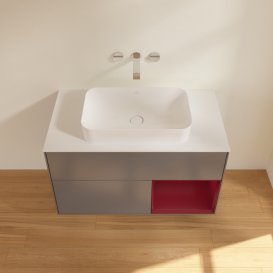 Тумба під раковину Villeroy & Boch Finion 100х50,1 см з підсвічуванням МДФ антрацит матовий лак/скло біле матове F661HBGK