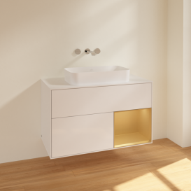 Тумба под раковину Villeroy & Boch Finion 100х50,1 см с подсветкой МДФ глянцевый белый лак/стекло белое матовое F661HFGF