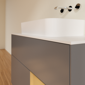 Тумба під раковину Villeroy & Boch Finion 100х50,1 см з підсвічуванням МДФ антрацит матовий лак/скло біле матове F661HFGK