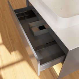 Тумба під раковину Villeroy & Boch Finion 100х50,1 см з підсвічуванням МДФ антрацит матовий лак/скло біле матове F661HFGK