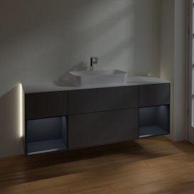 Тумба под раковину Villeroy & Boch Finion 160х50,1 см с подсветкой МДФ антрацит матовый лак/стекло белое матовое G331HGGK