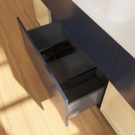 Тумба под раковину Villeroy & Boch Finion 160х50,1 см с подсветкой МДФ темно-синий матовый лак/стекло белое матовое G331PCHG