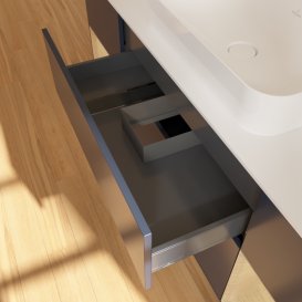 Тумба под раковину Villeroy & Boch Finion 160х50,1 см с подсветкой МДФ темно-синий матовый лак/стекло белое матовое G331PCHG