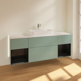 Тумба под раковину Villeroy & Boch Finion 160х50,1 см с подсветкой МДФ оливковый матовый лак/стекло белое матовое G331PDGM