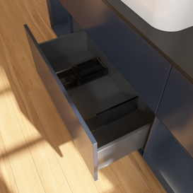 Тумба под раковину Villeroy & Boch Finion 160х50,1 см с подсветкой МДФ темно-синий матовый лак/стекло черное матовое G332HGHG