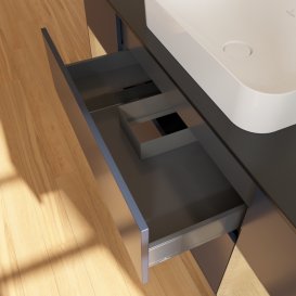 Тумба под раковину Villeroy & Boch Finion 160х50,1 см с подсветкой МДФ темно-синий матовый лак/стекло черное матовое G332PCHG