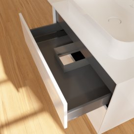 Тумба под раковину Villeroy & Boch Finion 160х50,1 см с подсветкой МДФ глянцевый белый лак/стекло белое матовое F34100GF