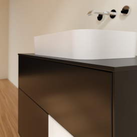 Тумба под раковину Villeroy & Boch Finion 100х50,1 см с подсветкой МДФ черный матовый лак/стекло черное матовое F662GFPD