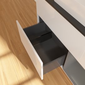 Тумба під раковину Villeroy & Boch Finion 100х50,1 см з підсвіткою МДФ білий глянцевий лак/скло чорне матове F662GKGF