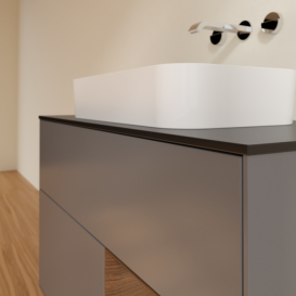 Тумба під раковину Villeroy & Boch Finion 100х50,1 см з підсвічуванням МДФ антрацит матовий лак/скло чорне матове F662GNGK