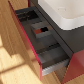 Тумба под раковину Villeroy & Boch Finion 100х50,1 см с подсветкой МДФ пион матовый лак/стекло черное матовое F662GNHB