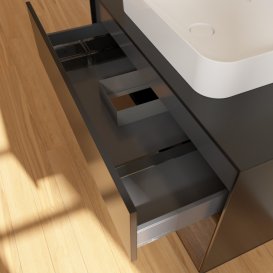 Тумба под раковину Villeroy & Boch Finion 100х50,1 см с подсветкой МДФ черный матовый лак/стекло черное матовое F662GNPD