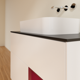 Тумба під раковину Villeroy & Boch Finion 100х50,1 см із підсвічуванням МДФ білий матовий лак/скло чорне матове F662HBMT