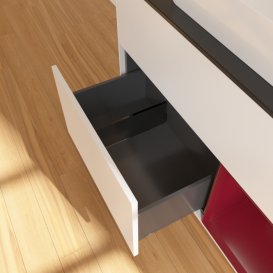 Тумба під раковину Villeroy & Boch Finion 100х50,1 см із підсвічуванням МДФ білий матовий лак/скло чорне матове F662HBMT