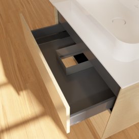 Тумба під раковину Villeroy & Boch Finion 80х50,1 см з підсвічуванням МДФ шпон дуба/скло біле матове G34100PC