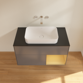 Тумба під раковину Villeroy & Boch Finion 100х50,1 см з підсвічуванням МДФ антрацит матовий лак/скло чорне матове F662HFGK