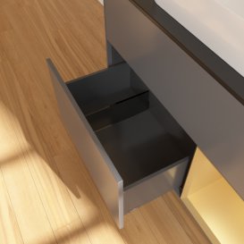 Тумба під раковину Villeroy & Boch Finion 100х50,1 см з підсвічуванням МДФ антрацит матовий лак/скло чорне матове F662HFGK