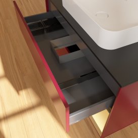 Тумба под раковину Villeroy & Boch Finion 100х50,1 см с подсветкой МДФ пион матовый лак/стекло черное матовое F662HFHB