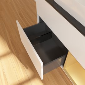 Тумба під раковину Villeroy & Boch Finion 100х50,1 см із підсвічуванням МДФ білий матовий лак/скло чорне матове F662HFMT