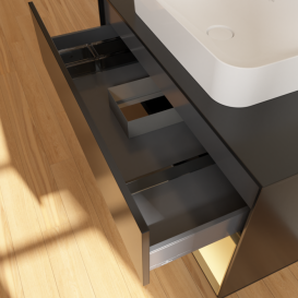 Тумба під раковину Villeroy & Boch Finion 100х50,1 см із підсвічуванням МДФ чорний матовий лак/скло чорне матове F662HFPD