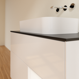 Тумба під раковину Villeroy & Boch Finion 100х50,1 см з підсвіткою МДФ білий глянцевий лак/скло чорне матове F662MTGF