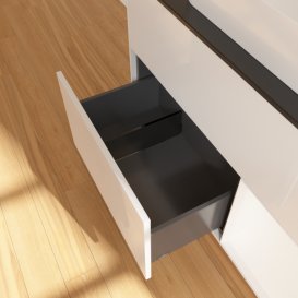 Тумба під раковину Villeroy & Boch Finion 100х50,1 см з підсвіткою МДФ білий глянцевий лак/скло чорне матове F662MTGF