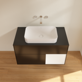 Тумба під раковину Villeroy & Boch Finion 100х50,1 см із підсвічуванням МДФ чорний матовий лак/скло чорне матове F662MTPD