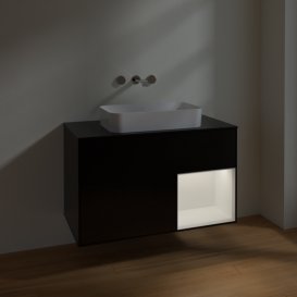 Тумба під раковину Villeroy & Boch Finion 100х50,1 см із підсвічуванням МДФ чорний матовий лак/скло чорне матове F662MTPD