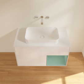 Тумба под раковину Villeroy & Boch Finion 100х50,1 см с подсветкой МДФ глянцевый белый лак/стекло белое матовое F661GMGF