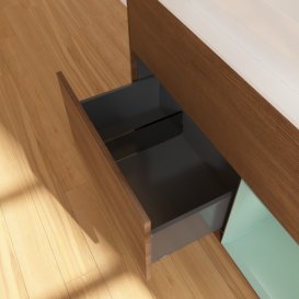 Тумба под раковину Villeroy & Boch Finion 100х50,1 см с подсветкой МДФ шпон грецкого ореха/стекло белое матовое F661GMGN