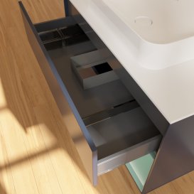 Тумба под раковину Villeroy & Boch Finion 100х50,1 см с подсветкой МДФ темно-синий матовый лак/стекло белое матовое F661GMHG